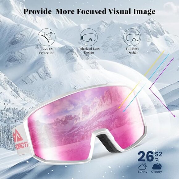Polarized Spherical Ski Goggles 100% UV Protection - Picture 8 of 9